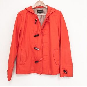 Banana Republic Factory Toggle Orange Hooded Jacket Coat Size Medium